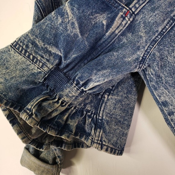 Vintage Levi's Kids Denim Jacket L Acid Wash Tapered Peplum Elastic Waist - Picture 11 of 13